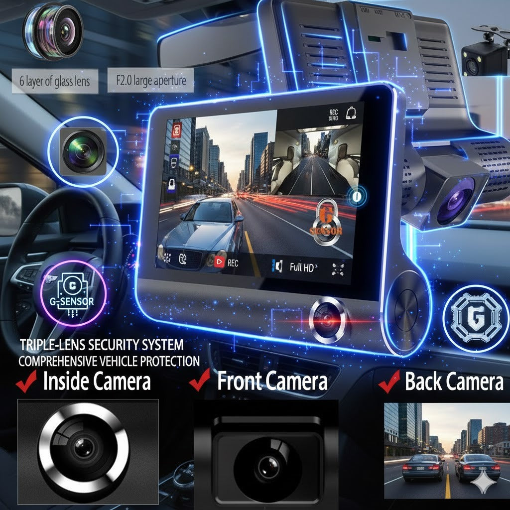 Cámara para Auto A191 VDR 3 en 1: Seguridad Total para Tu Familia